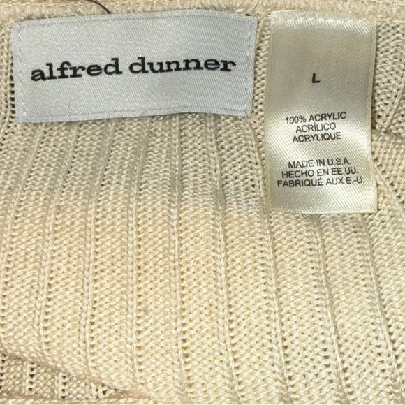 Alfred Dunner Pale Yellow/Tan Cable Knit Short Sleeve Sweater Top L - Picture 5 of 7